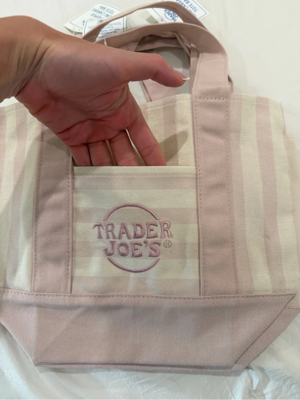 Pink Striped Canvas Tote Bag - Trader Joe’s